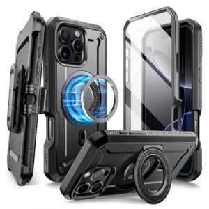 SUPCASE Coque pour iPhone 16 Pro Max avec Support Anneau [MagSafe Compatible] (UBPro Mag) [Protecteur d'écran & Clip Ceinture] [Protection Militaire] Coque Magnétique pour iPhone 16 Pro Max 6,9", Noir (SUPCASE & i-Blason Store, neuf)