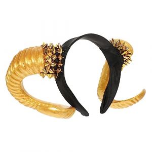 FRCOLOR -t&ecirc;te croissant rivet Accessoire de d&eacute;guisement casque de cornes gothiques bandeau de cosplay d'animaux bandeau corne du diable bandeaux en corne pour femmes Plastique Golden (Laners, neuf)