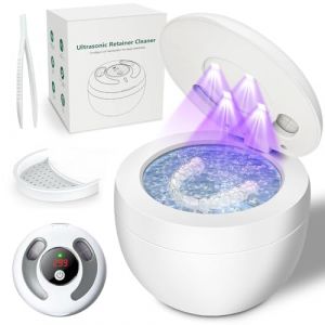 Appareil de nettoyage à ultrasons 45 000 Hz avec nettoyeur de prothèses dentaires UV, 4 modes, minuterie numérique, pod de nettoyage à ultrasons portable de 200 ml pour gouttières de nuit, aligneurs (BESTIE WICH S.R.L., neuf)