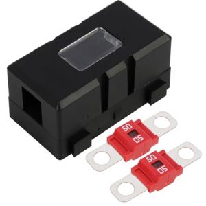 50A Porte-fusible ANS pour V&eacute;hicules avec 2 Fusibles Midi &agrave; Vis, Porte Fusible Voiture, Protection &agrave; Courant pour Autos, Camions, Engins de Chantier, Machines Agricoles, Bus et Caravanes (50A) (YuShangMei, neuf)