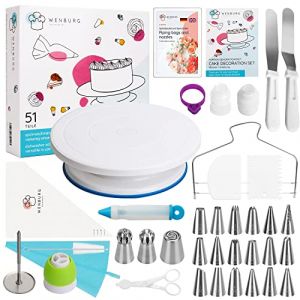 Wenburg Kit gateau patisserie debutants et professionnels - 51 pièces - Plateau tournant patisserie 360° pour la décoration gâteau - Kit pâtisserie de qualité avec accessoires (Delight) (DS e-Sales GmbH, neuf)