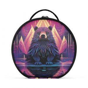 Castor Violet Cool Créativité Trousse Sac Cosmétique Circulaire de Maquillage Pochette Sacs avec Cloisons Amovibles pour Voyage Filles (HULAHULA, neuf)