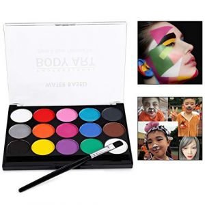Xrten 15 Couleurs Maquillage Enfant, Maquillage de Fête Non-Toxiques avec Pinceau, Idéal pour Les Enfants, Les Fêtes, Les Body Painting Halloween Maquillage (Lapetite Moi, neuf)