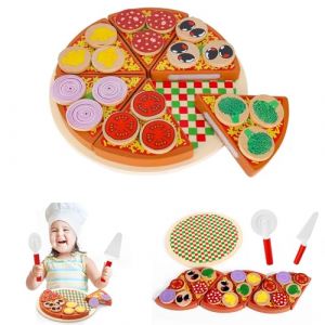 Pizza Bois, Jouet éDucatif De Simulation De Pizza En Bois, Pizza à Couper En Bois Assortiment Jouets,Jeux De RôLe Jouet éDucatif éVeil Montessori, Cadeaux CréAtifs Pour Enfants, Cadeaux D'Anniversaire (Zxljnbo, neuf)