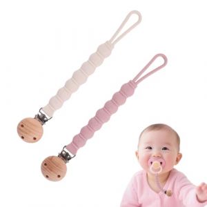 Lot de 2 Attache Tetine Silicone, Pacifier Clip Chain pour Gar&ccedil;ons et Filles, Accroche Tetine Bebe, sans BPA, Garde la T&eacute;tine Propre (CHRYSANTHOU-ANTONIA, neuf)