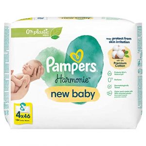 Pampers Harmonie New Baby Wipes Lot de 4 paquets de 184 lingettes humides sans plastique (coseon-de, neuf)