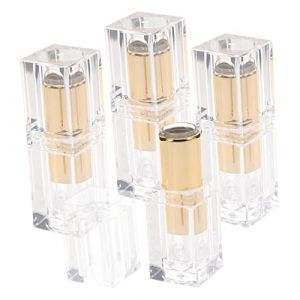 BESTYASH Lot de 4 Tubes de Rouge &agrave; L&egrave;vres en Plastique Transparent Mini Format Simple &agrave; Remplir R&eacute;utilisable DIY Maquillage pour Voyage et Trousse Cosm&eacute;tique (Feast of Yan, neuf)