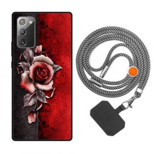 vingarshern Coque Compatible avec Samsung Galaxy Note 20 4G/5G Antichoc Silicone Bumper Case &Eacute;tui de Protection Housse Coque avec Motif,Souple Coque avec Cordon Detachable,Rose Rouge (YOUKARSHERN, neuf)
