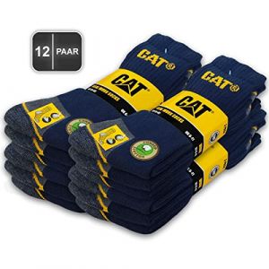 CAT 12 Paires CATERPILLAR REAL WORK SOCKS - Chaussettes de travail femmes hommes Chaussettes de travail Chaussettes d'affaires bas taille 35-50 (39-42, Bleu) (ST-Deals, neuf)