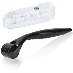 LOPHE Rouleau à billes de 0,5 mm, Derma Roller, Dermaroller Visage, Roller Micro Aiguille pour Anti-rides Anti-âge Retrait de Cicatrice Acne Vergetures pour Visage Corps Yeux(Noir) (Botoo, neuf)