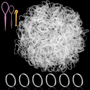 1000 Pièces Petits Elastiques à Cheveux Petit Elastique Transparent Cheveux 3 Pièces Outil de Tressage de Cheveux Tressés Kit Coiffure Mini Elastique Cheveux Fille Accessoire Cheveux (Bincang, neuf)
