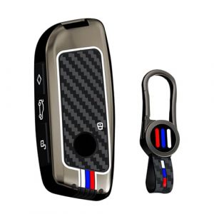 ontto Convient pour clé de voiture BMW Série 2 U06 Série 3 G81 M3 Série 5 G60 Série 7 G07 X1 U11 X5 F95 IX1 i4 2023-2025 Coque de protection en métal 4 boutons Housse de clé de voiture avec porte-clés (Ontto, neuf)