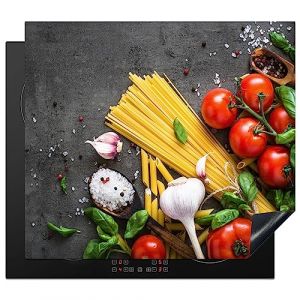KitchenYeah&copy; Protege Plaque Tapis Pour Induction 59x51 cm Deco Cuisine Protection Vitroc&eacute;ramique Pour Cuisiniere P&acirc;tes - Herbes - Tomate - Epices - Rustique (KitchenYeah, neuf)