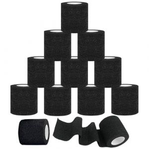 12 Rouleaux 5 cm x 4,5 m Bandage Autoadh&eacute;sif Bande Strapping Adh&eacute;sif Sparadrap Cohesive Adhesive pour Humains et Animaux Bande Cohesive pour Prot&eacute;gez Poignets Chevilles Genoux Muscles (Nior) (GuduoEU, neuf)