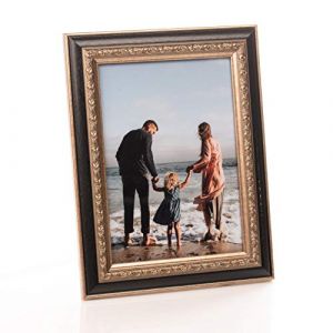Cadre Photo en Bois Style Baroque pour Photos 15x21 cm - Cadre Noir en Verre pour De Beaux Souvenirs | Cadre Photo Autoportant pour Affichage Mural & de Table, Format Vertical & Horizontal (Photopoint, neuf)