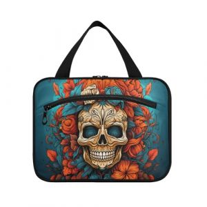 Linnyio Cr&acirc;ne Floral Bleu Trousse de Toilette de Voyage Suspendue Maquillage,Grande Capacit&eacute; Pliable Rangement Sacs de Lavage pour Femmes Filles (Linnyio, neuf)