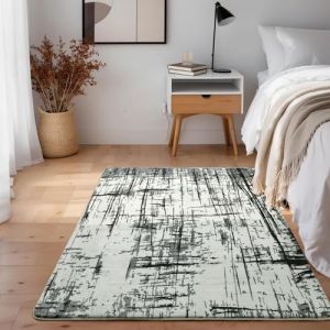 Calore Tapis Salon Chambre Grand Tapis Doux Antid&eacute;rapant Moderne Tapis de Salon Ray&eacute; Poils Ras (Abstrait Gris/Blanc/Noir, 80 x 120 cm) (Webear-EU, neuf)