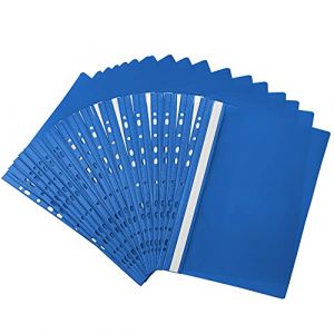 Netuno 20x chemise à lamelle perforée bleu A4 dossier rapide chemise à levier en plastique classeur en plastique classeur rapide A4 chemise de présentation chemise avec couverture transparente (netuno, neuf)