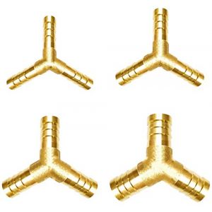 YYUWEI Raccord cannelé pour Tuyau de Carburant Connecteur de Tuyau de Carburant en Y Adaptateur de raccord de Tuyau de Joint en Laiton à 3 Voies pour Carburant Eau(6mm 8mm 10mm 12mm) (YYUWEI, neuf)