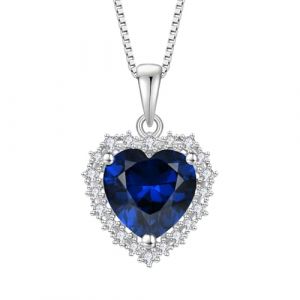 starchenie Collier Femme Pendentif Coeur Argent Sterling 925 Collier Pierre de Saphir Naissance Zircone Bijoux (Starchenie Bijoux, neuf)