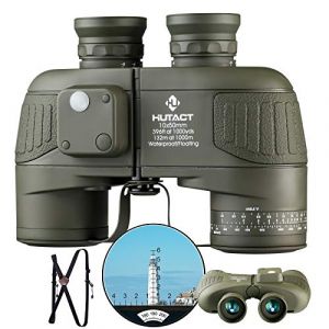 HUTACT 10x50 Jumelles Adultes Puissante, Compactes avec T&eacute;l&eacute;m&egrave;tre et Boussole &eacute;clair&eacute;s pour la Vision en Basse Lumi&egrave;re, L'Observation des Oiseaux, Navigation De Plaisance, Safari et Randonn&eacute;e (EURO-STORES, neuf)
