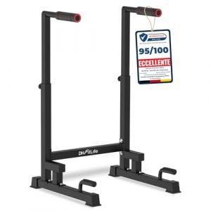 DH FitLife Barres de Dips | Station de Dips Hauteur Réglable (100-130 cm, 9 Niveaux) | Parallettes Musculation & Calisthenics | Appareil de Fitness pour la Maison (DH FitLife GmbH, neuf)