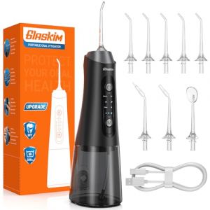 Jet Dentaire Hydropulseur et Irrigateurs Oral - 320ML R&eacute;servoir Grande Capacit&eacute;, 4 Modes de Nettoyage, 8 Buses Interchangeables, IPX7 &Eacute;tanche, Portable pour Maison & Voyage, Noir Obsidienne (karoloss, neuf)