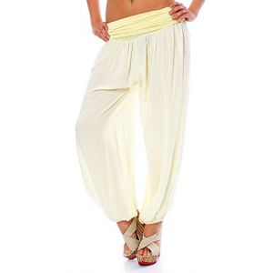 malito Culotte Bouffante Harem Pantalon Aladin Sweatpants Boyfriend pantalon Yoga 1482 Femme Taille Unique (jaune) (malito-shop, neuf)