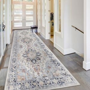 Homcomodar Tapis Couloir 80x300cm Tapis Passage Antidérapant Long Tapis Lavable en Machine Tapis Poil Ras Paillassons pour Entrée Tapis de Cuisine Descente de Lit (Borlans, neuf)