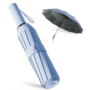 Parapluie Pliant Automatique,Parapluie Pliant Automatiq, p Parapluie Pliant Résistant Au Vent, Parapluie Automatique Compact Coupe-Vent Avec 60 Baleines Pour Les Hommes Et Les Femmes (Bleu ciel) (VERMA  GmbH, neuf)