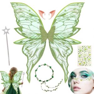 HuaMuDM Ailes de Fée,Ailes de Princesse,Baguettes de Fée Étoile,Oreilles d'elfe,Couronne deFleur,Autocollants, Halloween,Noël,Carnaval,Fête à thème (HuaMuDM, neuf)