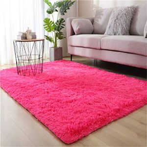 Hiser Rugs Tapis de Salon à Poils Longs Tapis de Sol Moelleux Shaggy Doux et Confortable Moderne Tapis Antidérapant Décoration Intérieure Tapis Moelleux pour Salon Chambre (Rose Rouge,80x200cm) (chuyoujunkuajing, neuf)