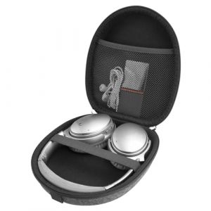 Linkidea Housse de transport pour casque compatible avec Bose QuietComfort QC45, QC35, QC35ii, AE2w, AE2i, AE2, sac de voyage à coque rigide avec câble, rangement pour chargeur (gris foncé) (LinkideaEU, neuf)