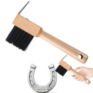 Brosse pour pioche - Outil de pic &agrave; sabots - Manche en bois - Kit de soin portable pour chevaux avec brosse de nettoyage douce - Nettoyeur de sabots stable pour sellerie - Accessoire d'&eacute;table - Zones (cdjyyxgs, neuf)