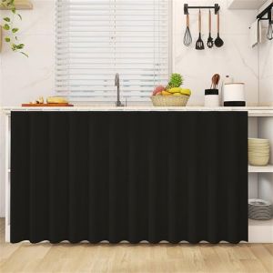 Odot Rideau Cuisine Court Anti-Poussi&egrave;re Avanc&eacute;e, Auto-adh&eacute;sif Rideaux Couleur Unie Courts sans Per&ccedil;age Rideau Fenetre Petit Occultant, pour Armoire, Cuisine, sous &Eacute;vier (Noir,120x80cm) (Odot, neuf)