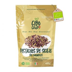 Bio Pistache non Sal&eacute;e D&eacute;cortiqu&eacute;es - 400g. Pistaches Italiennes de Sicilenon non Grill&eacute;es. Source d'Acides Gras Fibres Vitamine et Antioxydants. (CiboCrudo Bio, neuf)