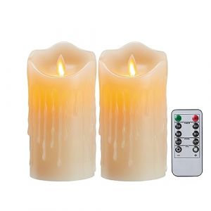 Koelaa Bougies LED, 2 Paquets, Bougies LED à Piles, Bougies Sans Flamme, Bougies LED avec Télécommande, Bougies LED en Cire Véritable, Bougies pour Noël, Décorations de Festivals-7.5 * 10cm (SiLaiSheng, neuf)
