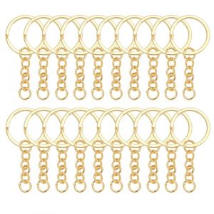 100 pi&egrave;ces Anneau Porte Cle,Or Porte Cles Porte Cl&eacute; Dor&eacute; 25 mm Anneaux de Porte-cl&eacute; en Acier M&eacute;tal Anneaux de Porte-cl&eacute;, pour Fabrication Bijoux, DIY Artisanat D'art (Style 2) (Yuknees, neuf)