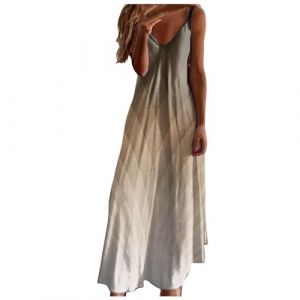 WVONIF Robe Ete Femme Courte Fine Bretelles Robe Ete Femme Longue Boheme Style Robe de Plage Chic Robe d'&eacute;t&eacute; &eacute;l&eacute;gante Casual sans Manche Robe Invite Mariage Femme （ Kaki, L (BAULMD（90% Big Promotion Without Discount Code ）, neuf)