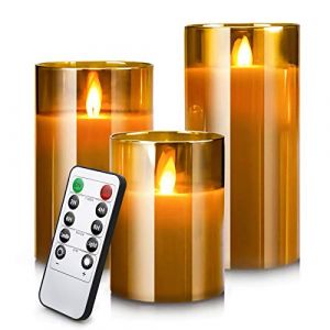 YMing Bougies a Led, Lot de 3 Bougies Led Flamme Vacillante, 300 Heures Bougie Sans Flamme Avec Fonction T&eacute;l&eacute;commande & Minuterie D&eacute;coration D'ambiance Int&eacute;rieure Ext&eacute;rieure pour No&euml;l, Mariage, F&ecirc;te (Gesunde & Sch&ouml;neli GmbH, neuf)