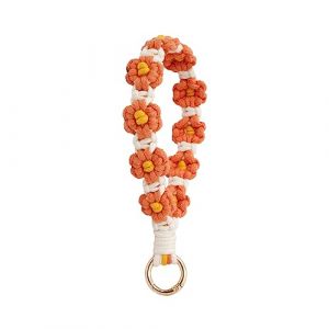 AOKSUNOVA Porte-cl&eacute;s en macram&eacute; avec lani&egrave;re courte, porte-cl&eacute;s fleurs pour femme, Orange, 20 (AOKSUNOVA-FR, neuf)