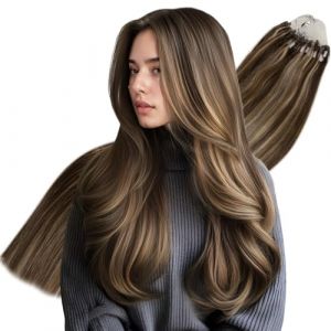 Hetto Extension Cheveux Naturel Marron Extension Cheveux Naturel a Froid Brun Foncé Mixte Caramel Blond Remy Humain Lisse Invisible 30 cm 40 g #4/27 (Hetto FR, neuf)