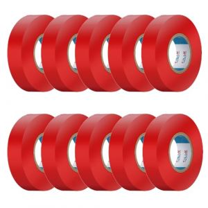 CILIA Ruban isolant électrique jaune 19mmx25m10 pièces PVC Réparer et attacher, naastro adhésif, 7couleurs Pour tensions jusqu'à 6kv, électriques professionnels, flexible, auto-extinguent (Rouge) (CILIA ELECTRIC, neuf)