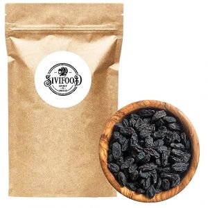 SIVIFOOD Raisins noirs Jumbo en pack avantageux de 1kg – gros raisins délicieux de qualité supérieure en vrac, baies de vin doux séchées naturellement, non sulfurées, non sucrées, sans additifs (TTM Germany, neuf)