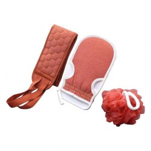 Sharplace Lot de 3 serviettes exfoliantes pour le corps, outil de spa, accessoires de bain, gants de nettoyage, serviettes de douche pour salle de bain, hôtel, Rouge (RT Technology, neuf)