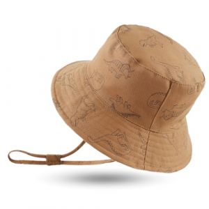 XIAOHAWANG Large Bord Chapeau de Soleil B&eacute;b&eacute; Enfant Bonnet d&rsquo;&eacute;t&eacute; pour Gar&ccedil;on Fille Anti-UV Casquette R&eacute;glable(Caramel Dinosaure, 50CM(1 &agrave; 2 an)) (Xiaohawang Market, neuf)