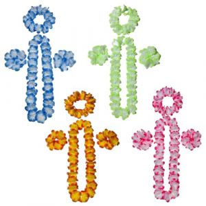 HABNI 4 Ensembles Collier De Fleur Hawaien Guirlande Fleurie Hawaienne Collier Àfleur Tahitien Hawai Tropical Anniversaire Decoration Décor Fete Hawaien Multicolore Carnaval Avec Bandeau Et Bracelet (XIANXIAN LI, neuf)