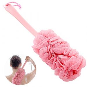 Limeow Fleur de Douche avec Manche Long Manche Brosse de Bain à Suspendre Brosse Dos Suspendue Brosse Eponge pour Bain Durable Brosse de Douche pour les Femmes et Hommes Loofah Exfoliante (Rose) (LIMEOW, neuf)
