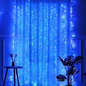 Yizhet Rideau Lumineux, 3x3m LED Guirlande Lumineuse Rideau 300LEDs, 8 Modes d'Eclairage, Télécommande Minuterie, Decoration de Noël, Fenêtre, Mariage, Jardin, Chambre (Etanche IP65, Bleu) (Laipuke Trading, neuf)