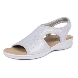 Aerosoft Sandales stretch 05 pour femme, extra légères et élastiques (argent, 41) (J. Hirsch Vertriebs-GmbH & Co. KG, neuf)